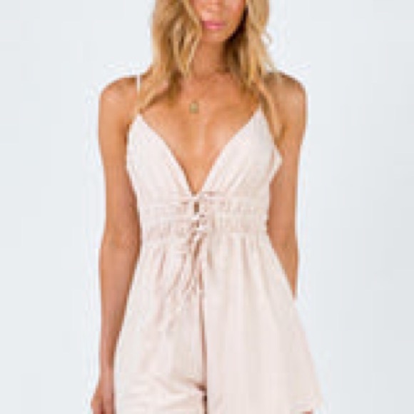 Princess Polly Pink Romper with Bow Detailing - Picture 1 of 4